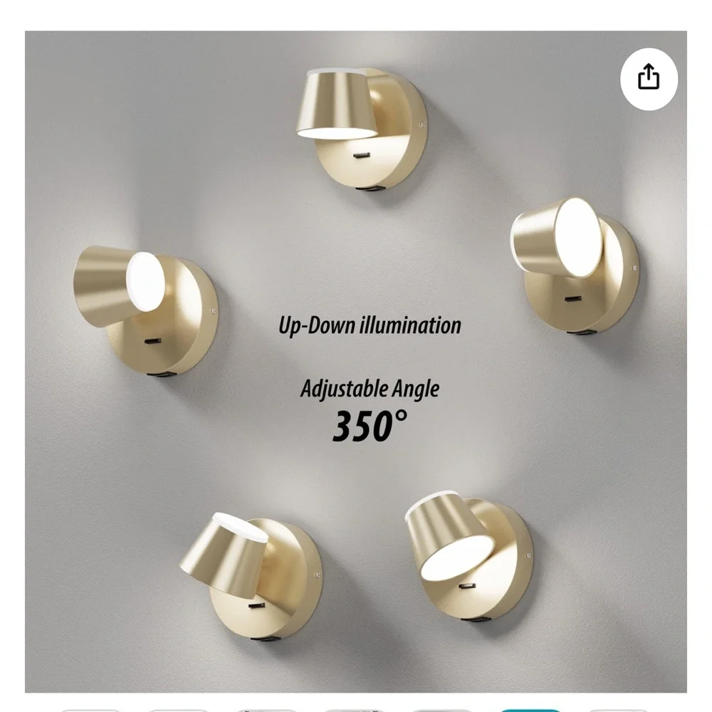Set of Two LED Wall Sconce, Champagne color. New in box.